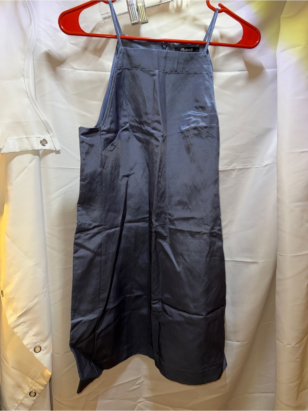 Madewell Navy Satin Wide-Leg Slip Dress Pants